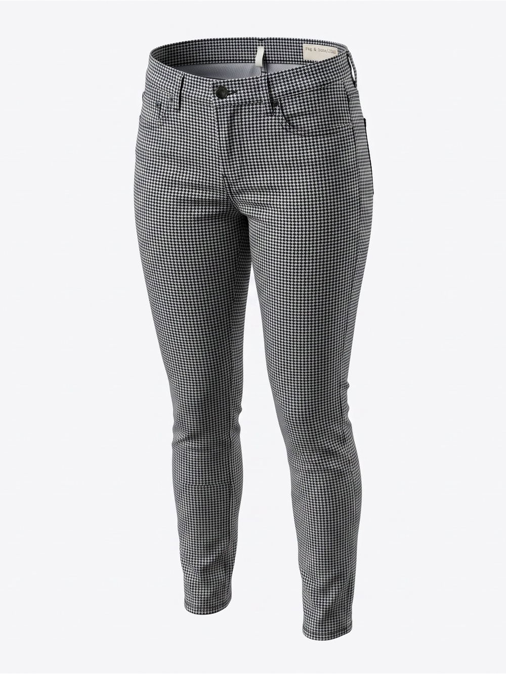 Rag & Bone Jean Houndstooth Skinny Pants Size 29 Black White Stretch Ankle